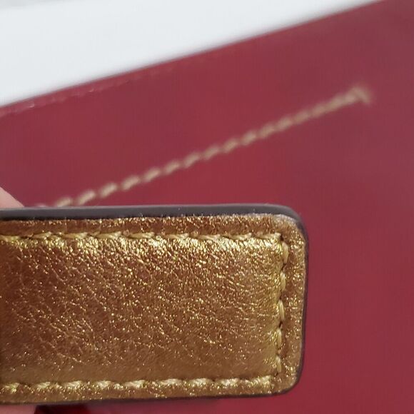 Coach Patent Leather Zip Top Wristlet Wallet Pouch Burgundy Red Color Bronze Hdw - Picture 5 of 8